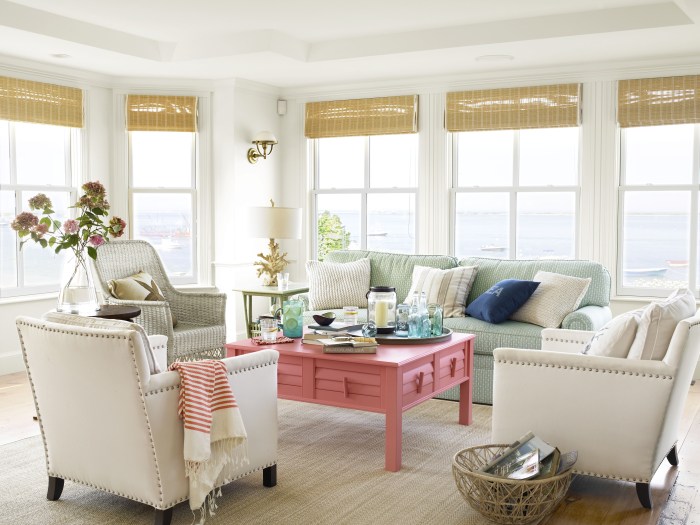 Beach living room coastal chic furniture benjamin moore rooms inspired rug sea rattan interior house themed cool colors views paint