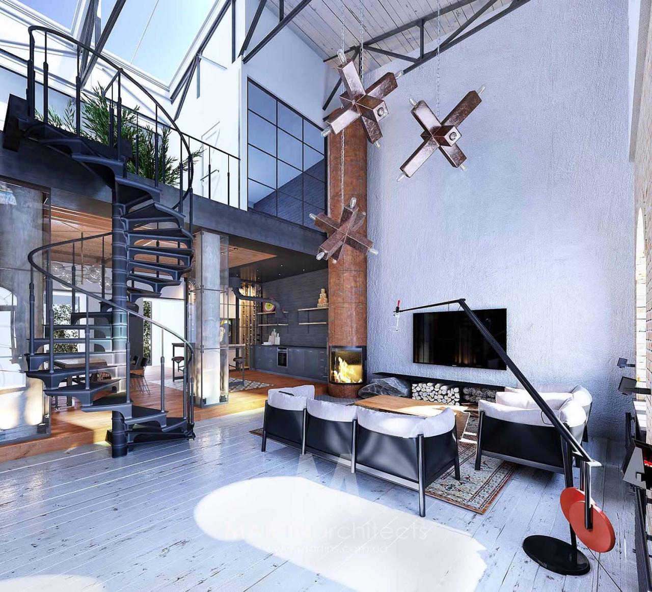 Urban Loft Living Room Design Ideas for Industrial Chic