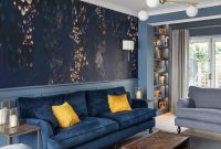 Navy decor blue room living rooms decorating interior spring paint wall walls color colors furniture refresh trends modern molding crown