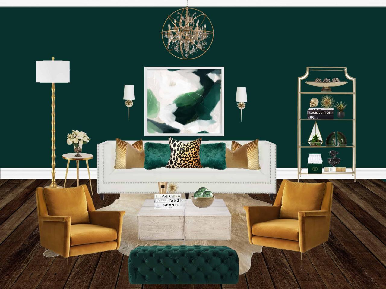 Green And Mustard Living Room