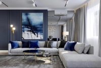 Blue room living grey color post