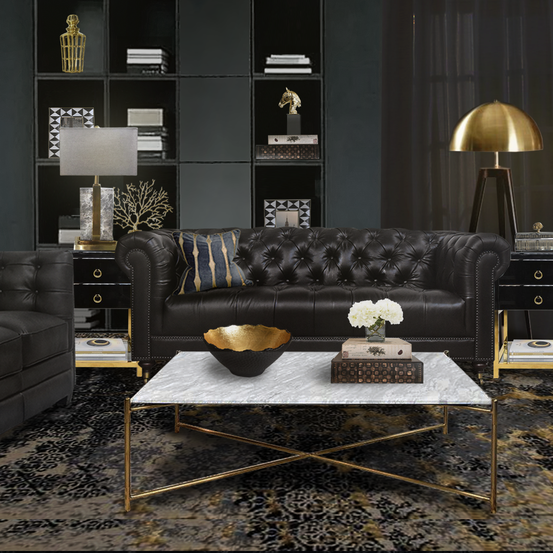 Black And Gold Living Room Set