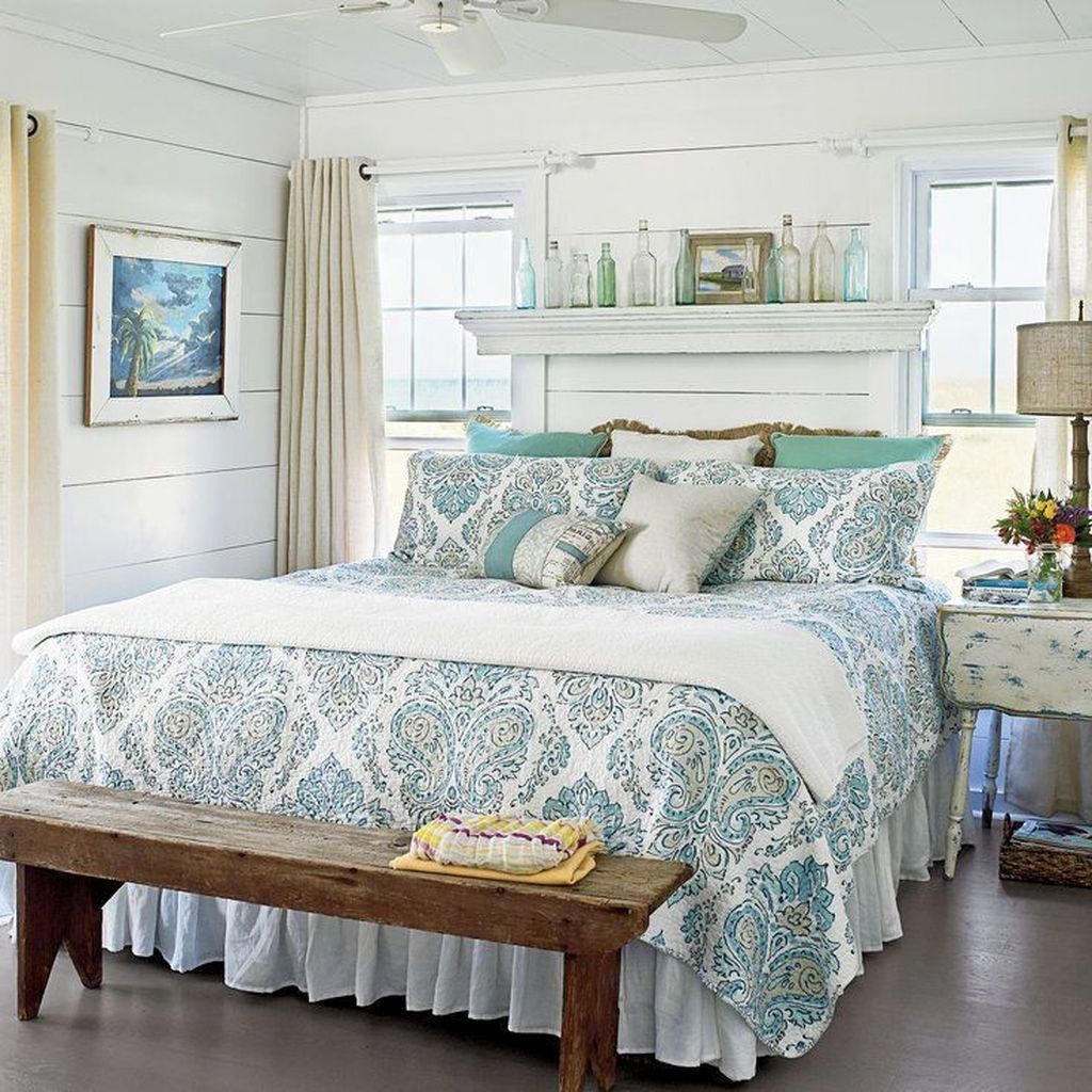 Bedroom coastal beach blue decoration interior decor ocean house chandelier cream themed style fringe master decorating theme turquoise inspired furniture