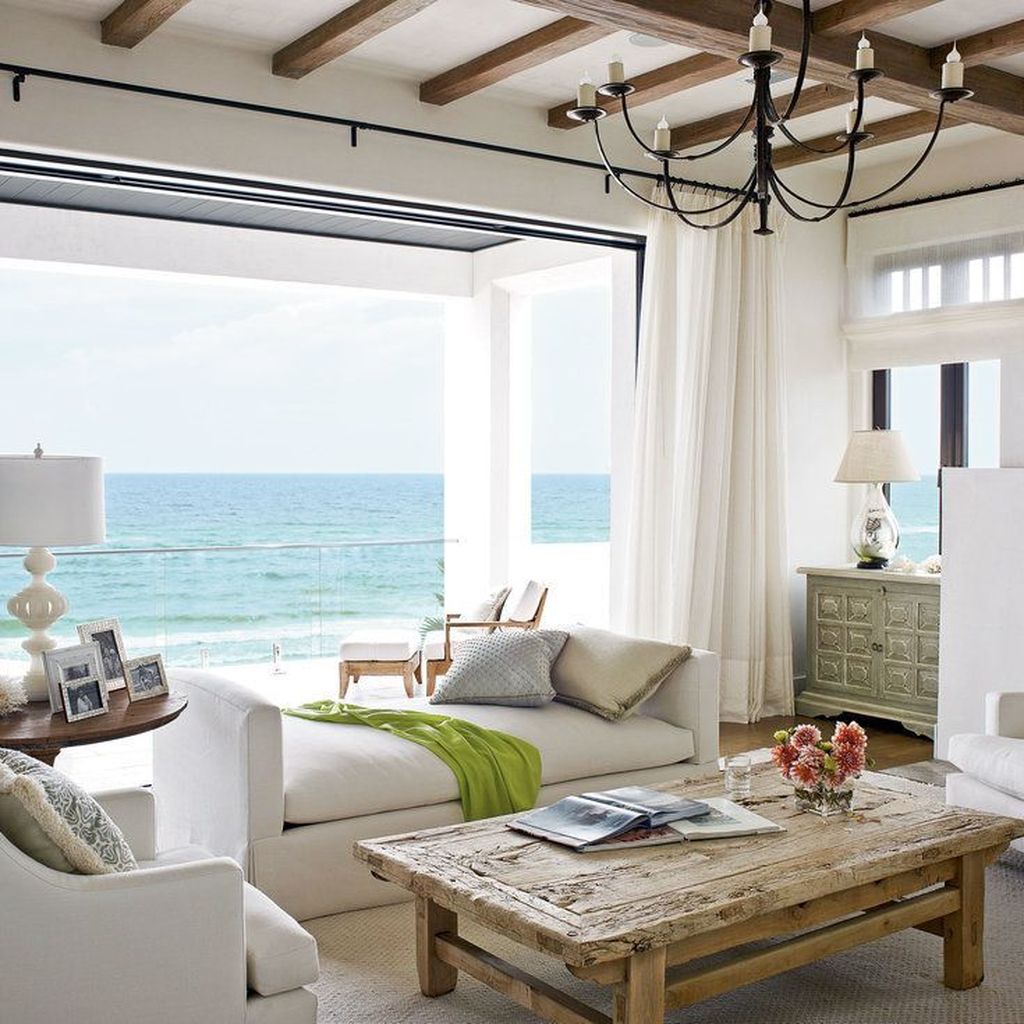 Living room coastal southern colorful color vintage bright credit look