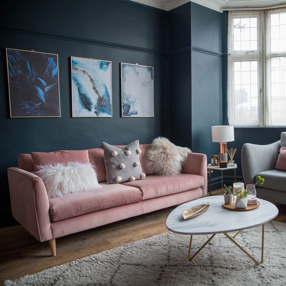 Navy And Pink Living Room