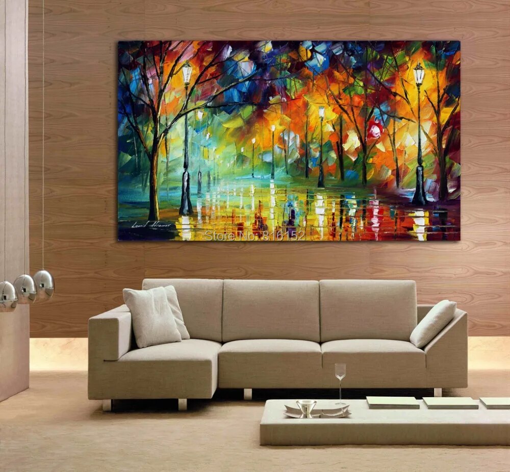 Wall decor canvas modern abstract framed painting piece hang cityscape