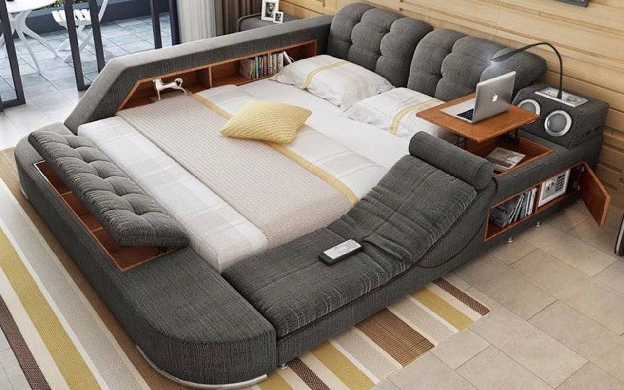Cama camas muebles dormitorio easyliving multifunctional funciones cuero genuino genmice drawers multiples skf