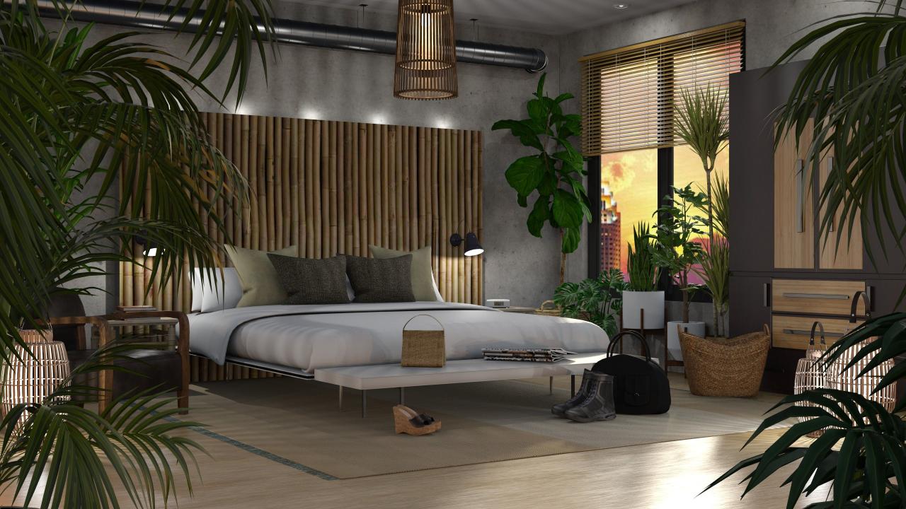 Urban Jungle: Tropical-Inspired Bedroom Decor with Greenery