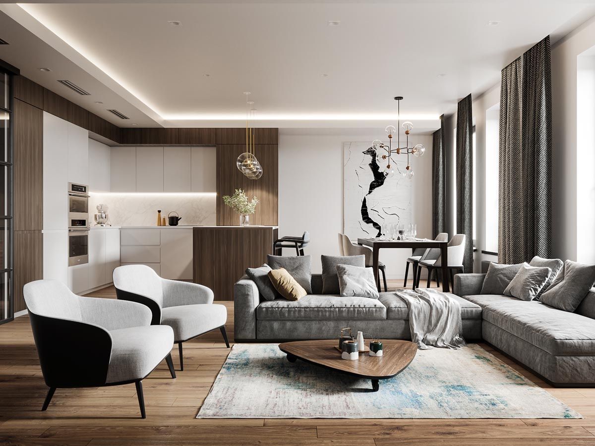 Modern living room sophisticated interior glamour sala appartement choose board rooms designs