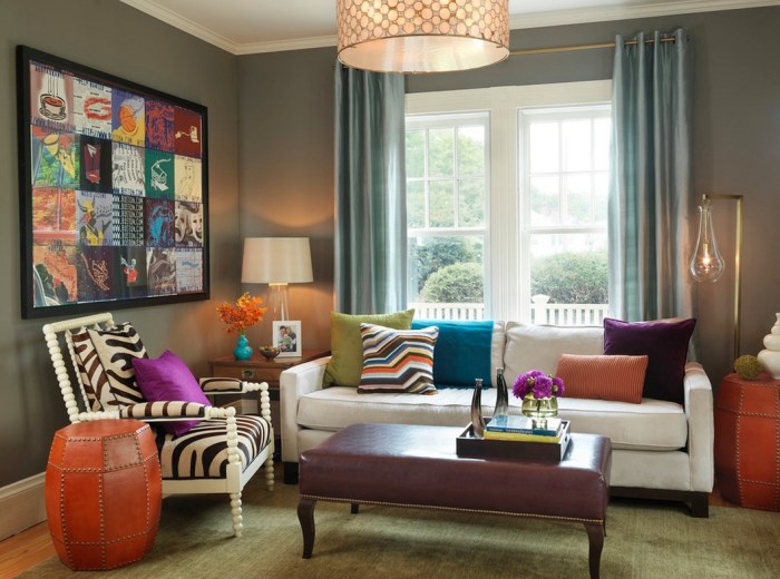 Eclectic room living designs chic comfy townhouse