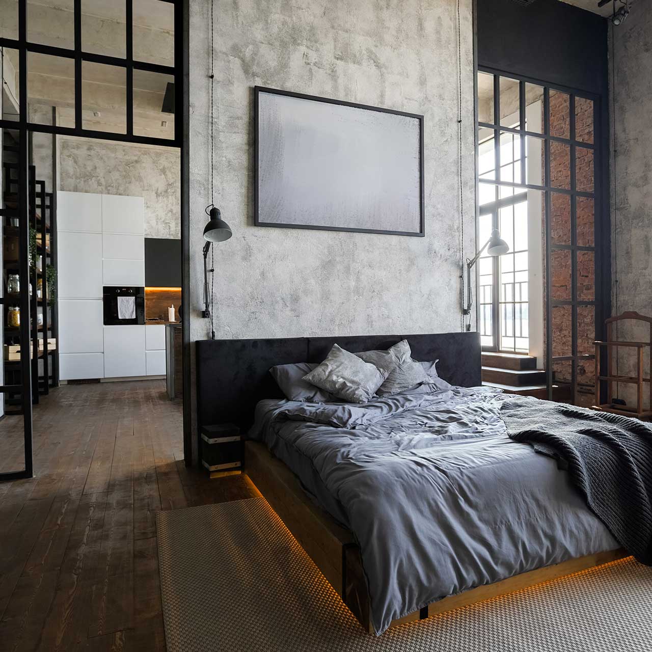 Contemporary Industrial Bedroom Design for Urban Living