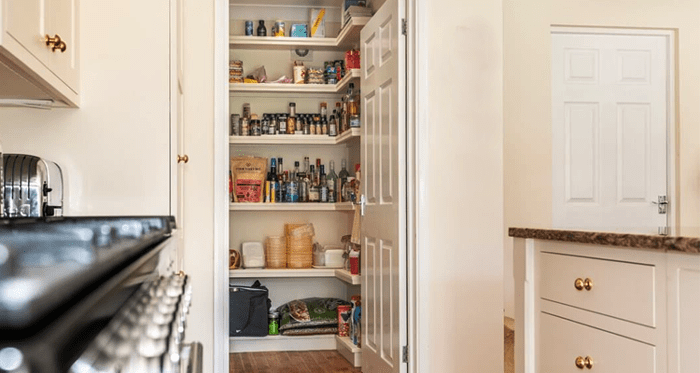 Pantry kitchen cabinet built small storage slim into traditional space furniture maximize