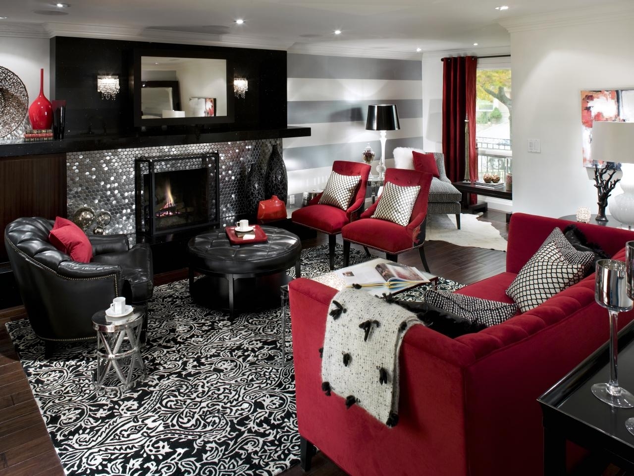 Red And Black Living Room